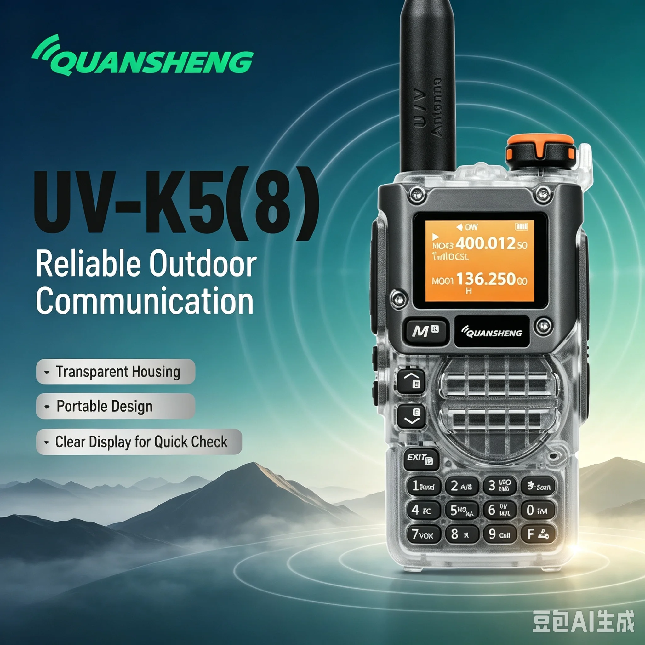 Quansheng UV-K5(8) UV-K58 UV-K6 UVK58 Transparent Two-Way Radio Multi-Band 50-600MHz Type-C Charging Upgrade from UV-K5 to K58