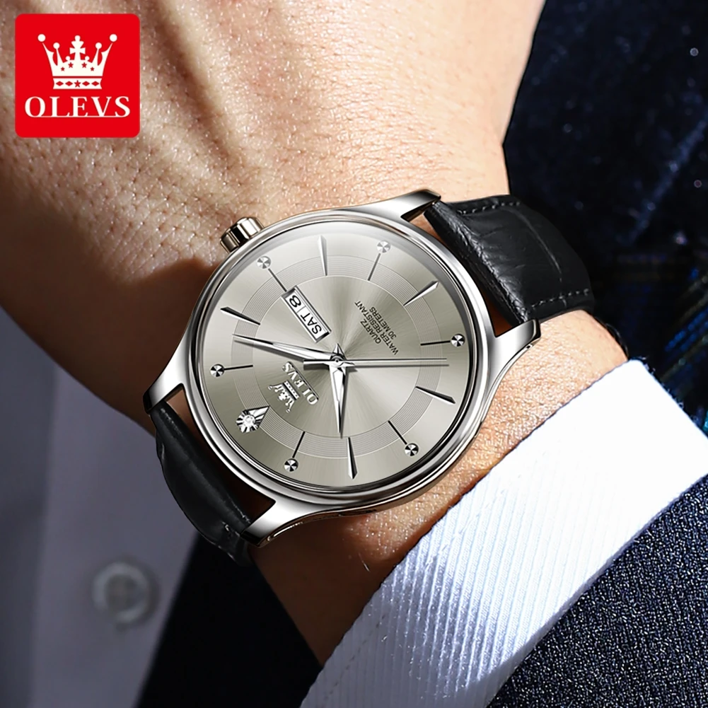 OLEVS 9908 Men's Watches Simplicity Dual Calendar Waterproof Men's Wristwatch Top Brand Luxury Original Quartz Watch for Men New