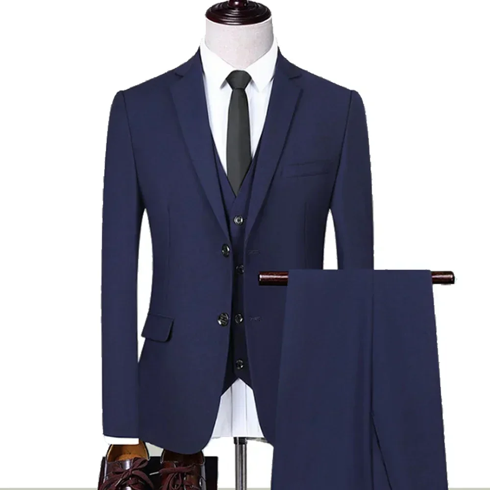 Men Suits Wedding High Quality 3 Pieces Elegant 2 Outfit Set Luxury Classic Blazers Jackets Vest Pants 2024 Formal Clothing