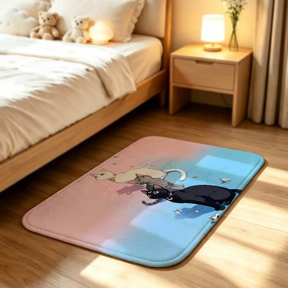 Cute L-Luna Artemis Diana cats Soft Comfortable Short Plush Rug Carpet mat Anti‑Slip Floor Mat Machine Washable Home Decor