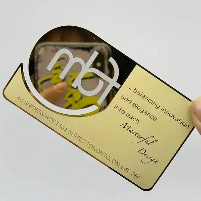 Customized product、Hot!!! 2024 Oem Leaser Engraved Gold Plated Metallic Business Card Stainless Steel Gold Mirror Vip Metal Card