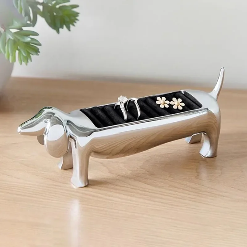 Creative Rings Storage Holder Cartoon Dog Shaped Design Jewelry Organizer Rack Cute Ring Earrings Packaging Stand Holiday Gifts