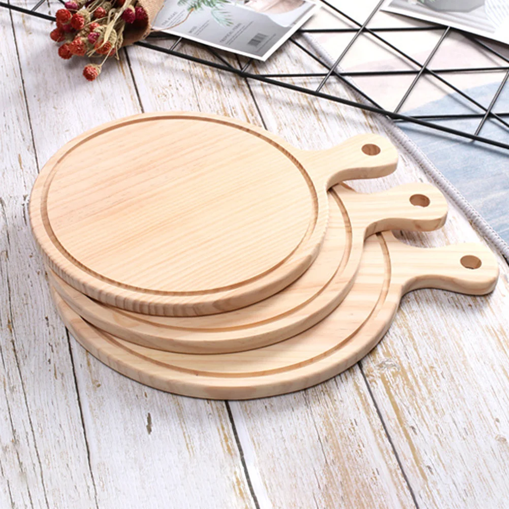 Breadboard Pizza Round Cheese Service Banquet Tray Wood Paddle Snack Serving Multipurpose Food