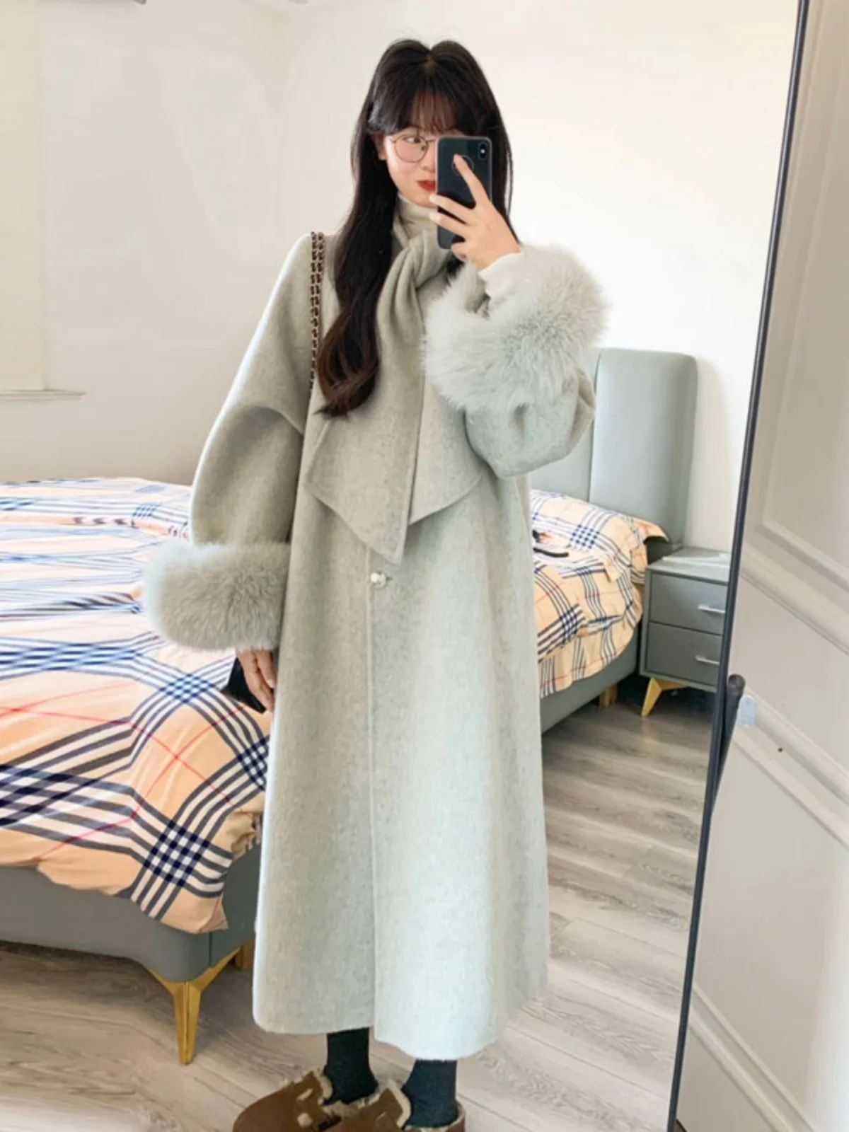 

Корейское утепленное двустороннее шерстяное пальто для женщин, маленький размер, средней длины, верхняя одежда для ранней весны, новая модель, для повседневной носки