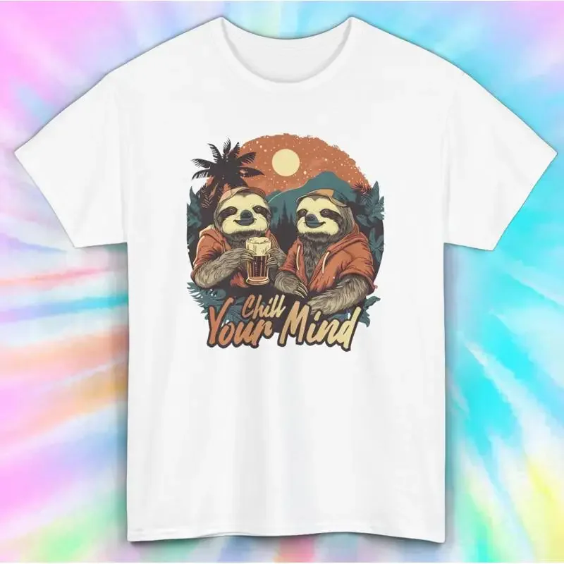 T-shirt Sloth Duo Relaxation Theme Sunset Chill Vibes S 5XL