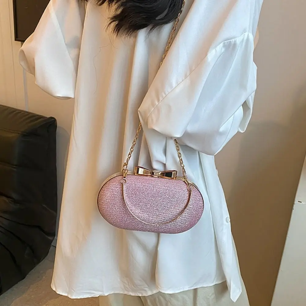 

Portable Bow Buckle Evening Banquet Bag Glitter Rhinestone Box Handbag Shoulder Bag Large Capacity Ladies Clutch Bag Party