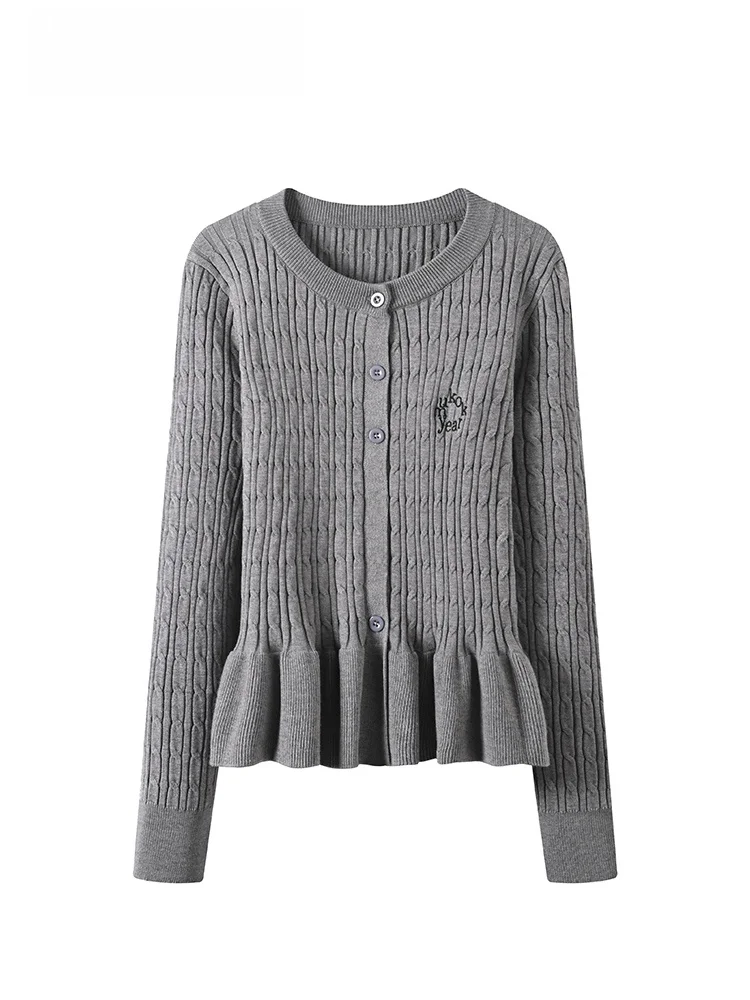 

plus Size Women's round Neck Long Sleeve Knitted Sweater Spring New Style Slimming Versatile Top for Plump Sister