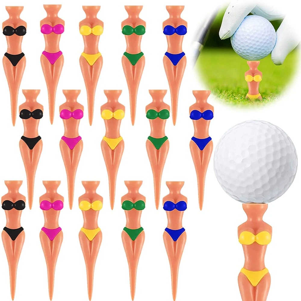 15Pack Golf Tees 78mm Lady Model Premium Plastic Golf Ball Tees System Reduce Side Spin& Friction More Stable Colorful Golf Tees