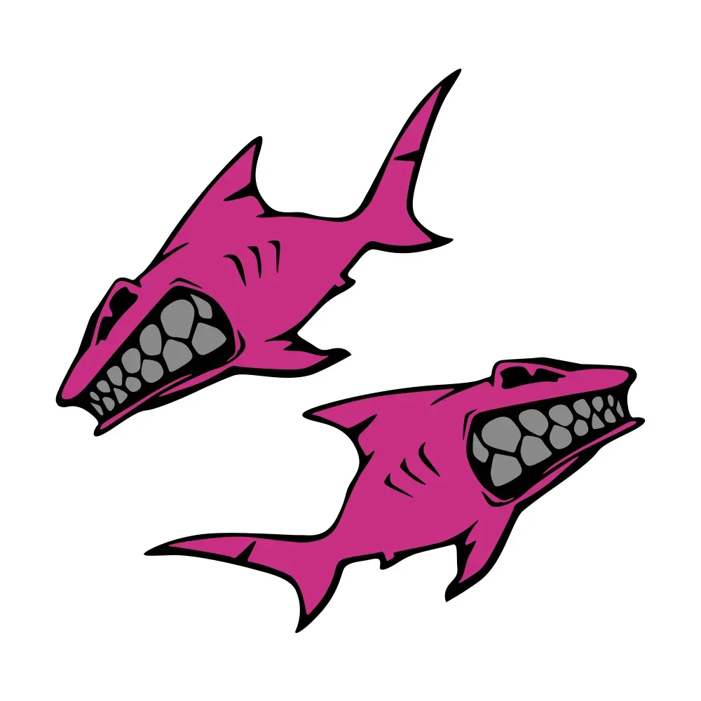 2Pcs/Set 2D Flat Cartoon Shark Vinyl Decals, Matte Waterproof Removable Stickers for Car Motorcycle Helmet DIY Decor