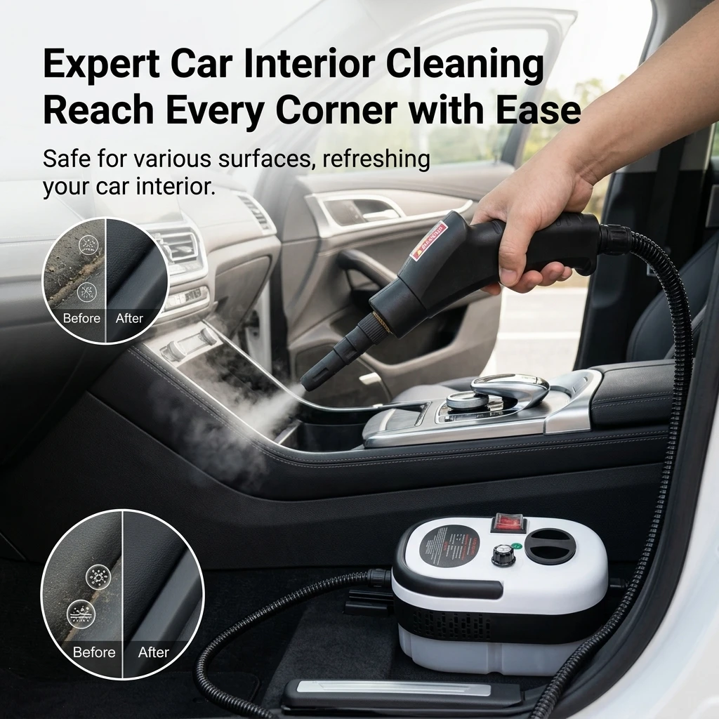 Lavado de autos, esterilización a alta temperatura, limpiador a vapor para cristales de cocina. Potente herramienta para eliminar la grasa y limpiar el coche. Herramienta de limpieza doméstica adecuada para lavado de autos, campanas extractoras, aires acondicionados y desinfección y limpieza de electrodomésticos.