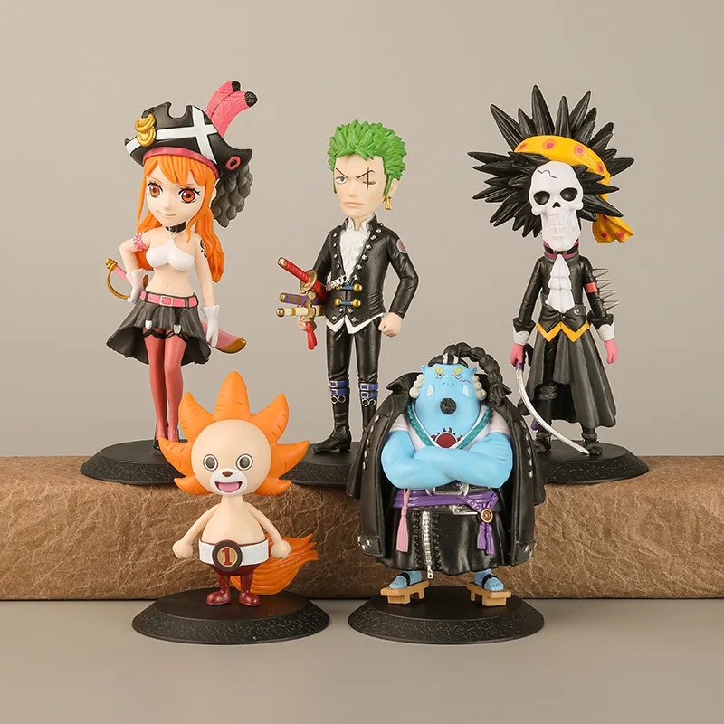 5Pcs/Lot 15-16cm Anime One Piece Flim Red Luffy Zoro Chopper Nami Sanji Brook Jinbe Action Figure Toy Figurine Model Doll Gifts