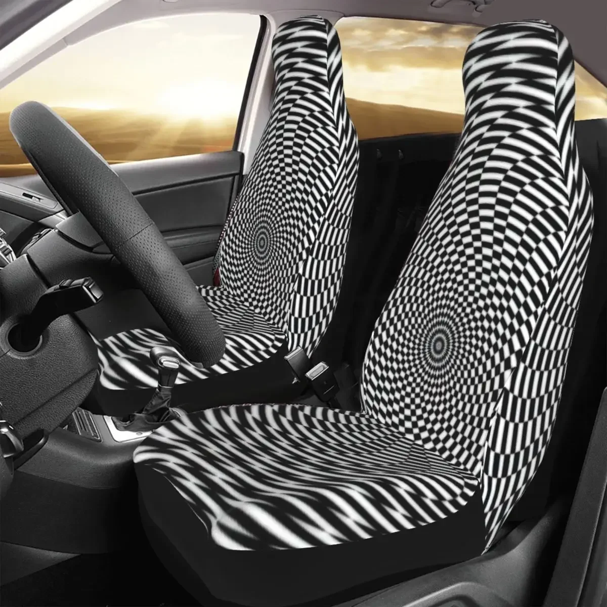 Optical Illusion Car Seat Cover Custom Printing Universal Front Protector Accessories Cushion Set