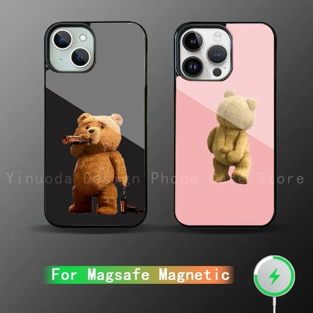 Teddy B-Bear Phone Case Strong Magnetic For IPhone 16 15 14 13 Pro Max 11 12 Mini Alex Mirror For Magsafe