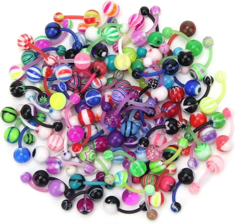 Assorted Lot of 100PCS Banana Piercing 14G Belly Button Rings Piercing Jewelry Y2K