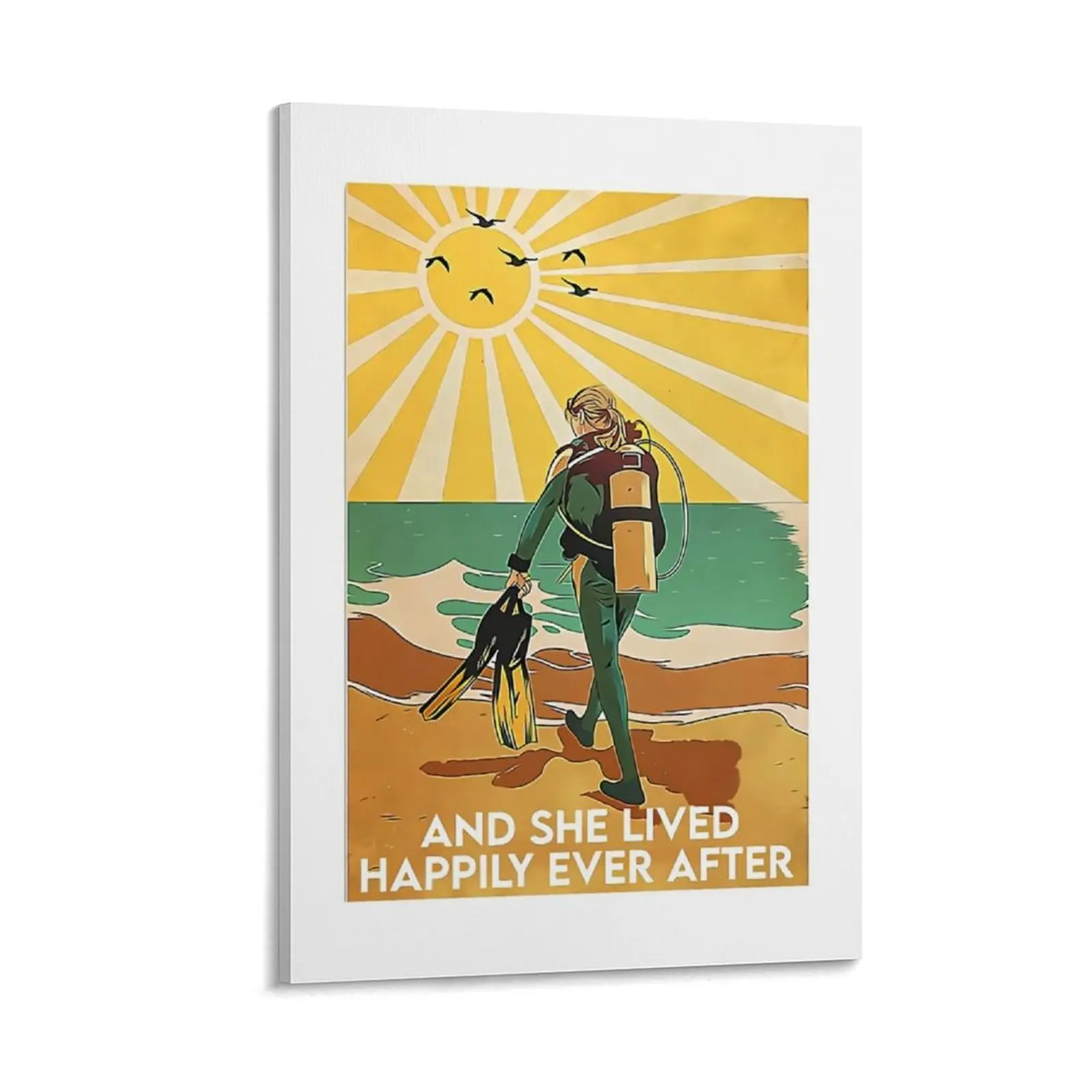 

Scuba Diving And She Lived Happily Ever After poster Canvas Painting house decorations Decoration wall