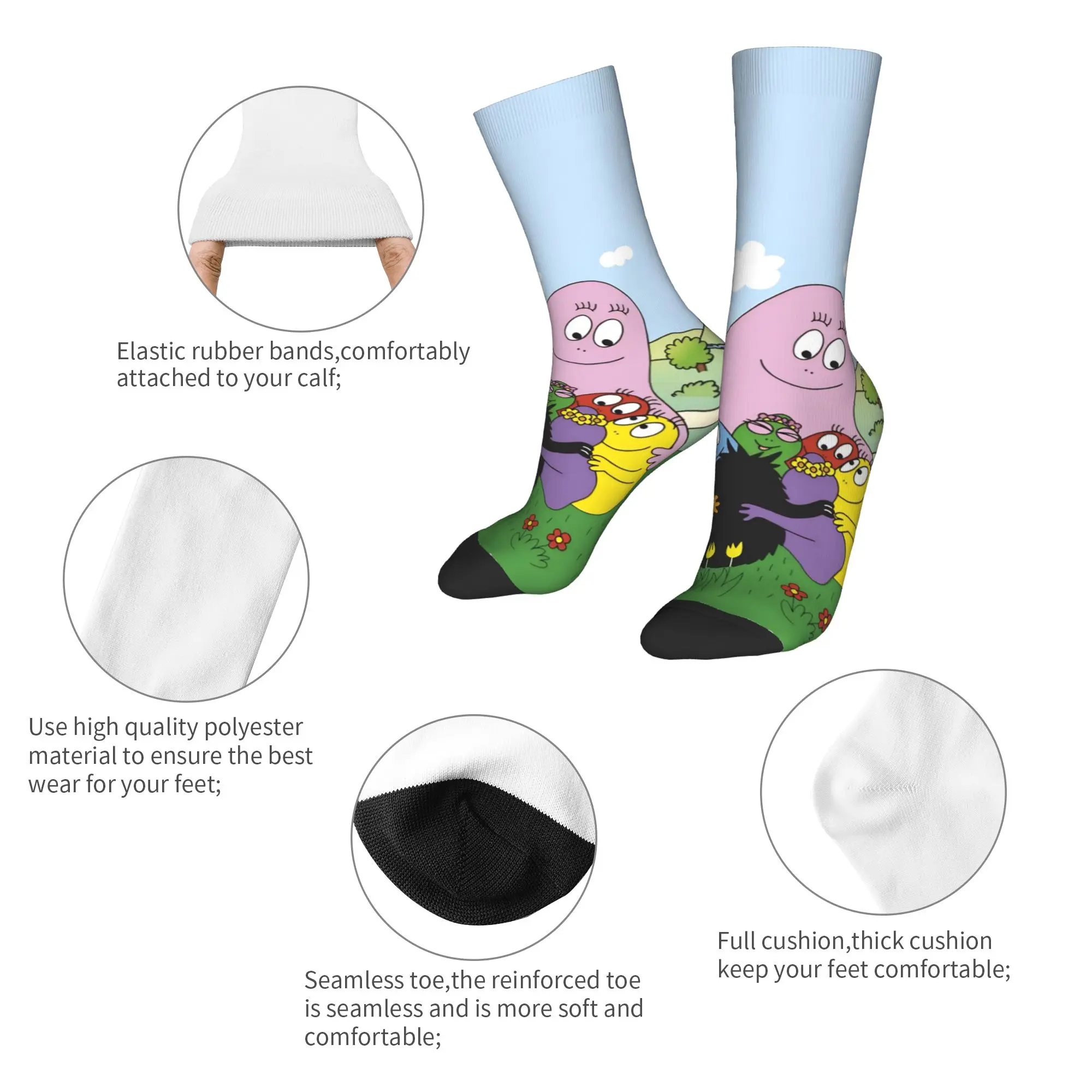 Paar Socken Barbapapa Barbamama Familienstrümpfe Rutschfeste hochwertige Socken Herbst Vintage Design Laufsocken