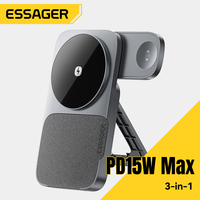 Essager 3-in-1 Portable Folding Wireless Charger Stand 15W Magnetic for iPhone 1716/15 AirPods Apple Watch MagSafe Fast Charging
