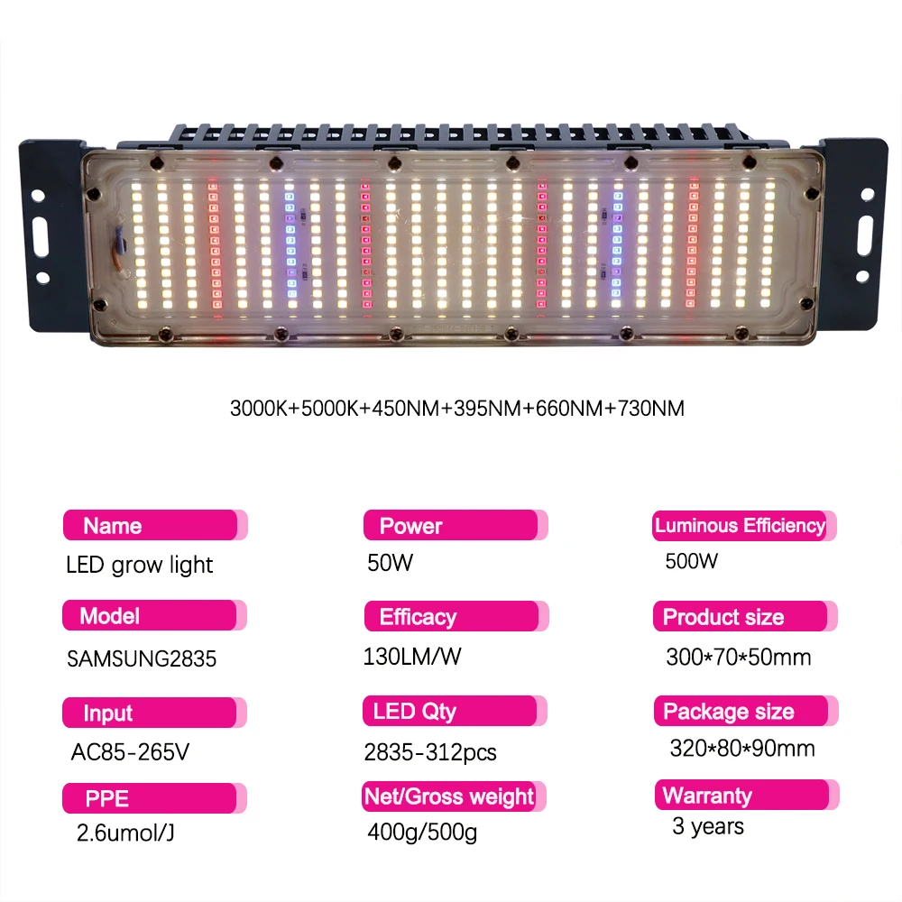 

LED Grow Light LM2835 High PPFD Full Spectrum Phyto Lamp AC85-240V 300W for plants tent Greenhouse hydroponics growing system
