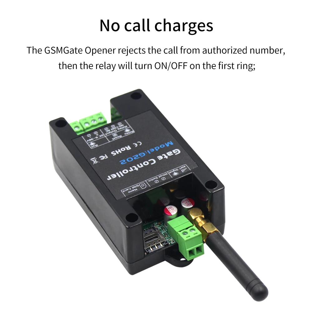 Imagem -05 - Gsm Controle de Acesso Remoto Portão Abridor Controlador de Relé Porta Móvel Interruptor Aberto Sms 3g 4g G202