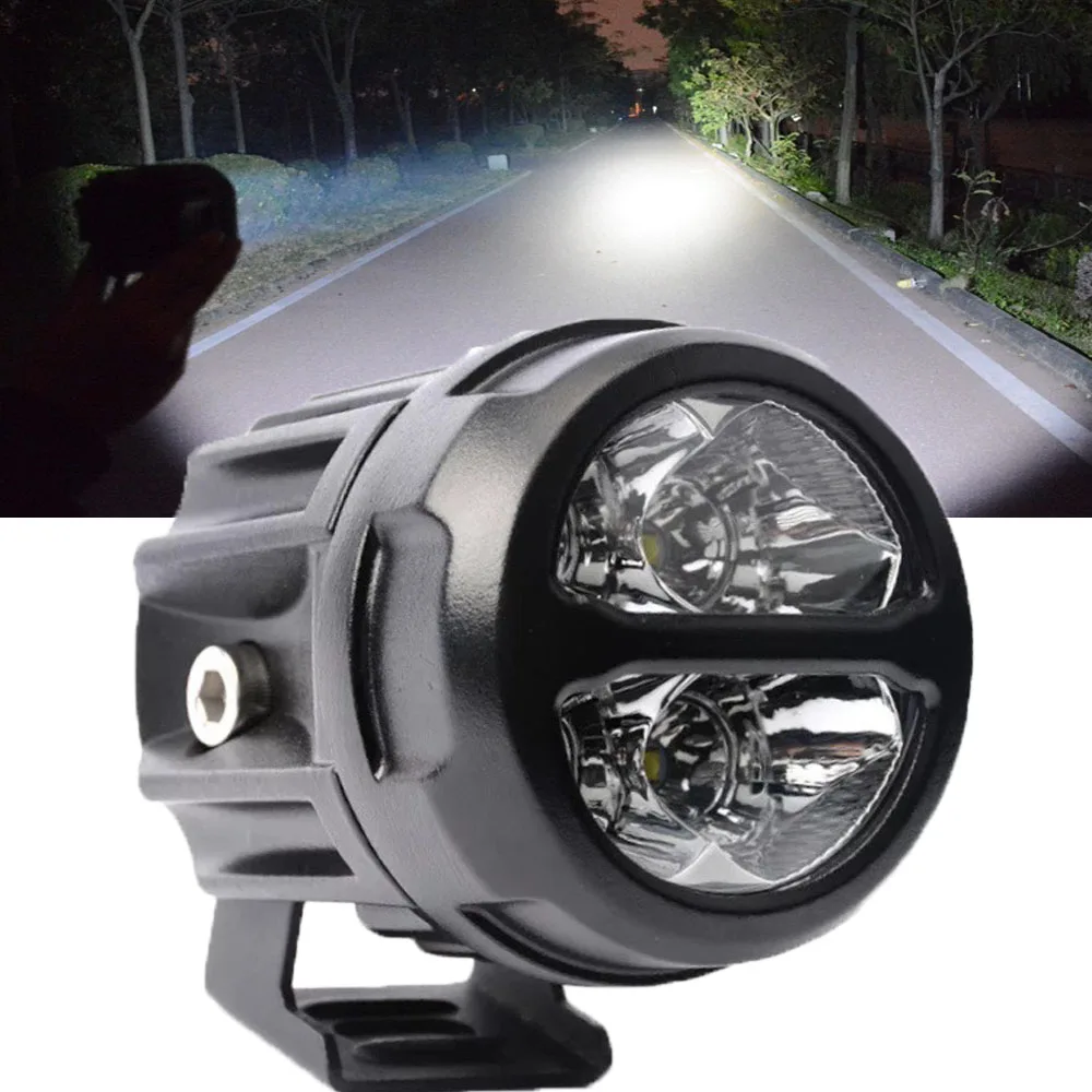 1Pcs Motorcycle Fog Driving LED Lights 4000LM 4pcs High power Chips Spot Work Light for ATV Scooter Cafe Racer Honda Yamaha.