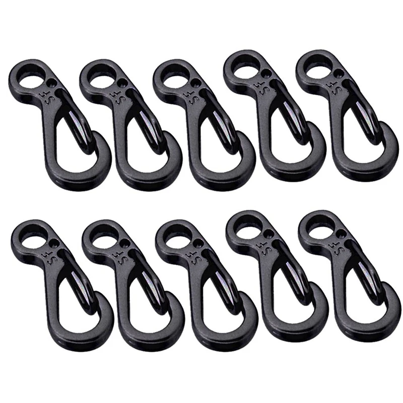 10PCS/LOT Mini SF Spring Backpack Clasps Climbing Carabiners EDC Keychain Camping Bottle Hooks Paracord Survival Gear - Black