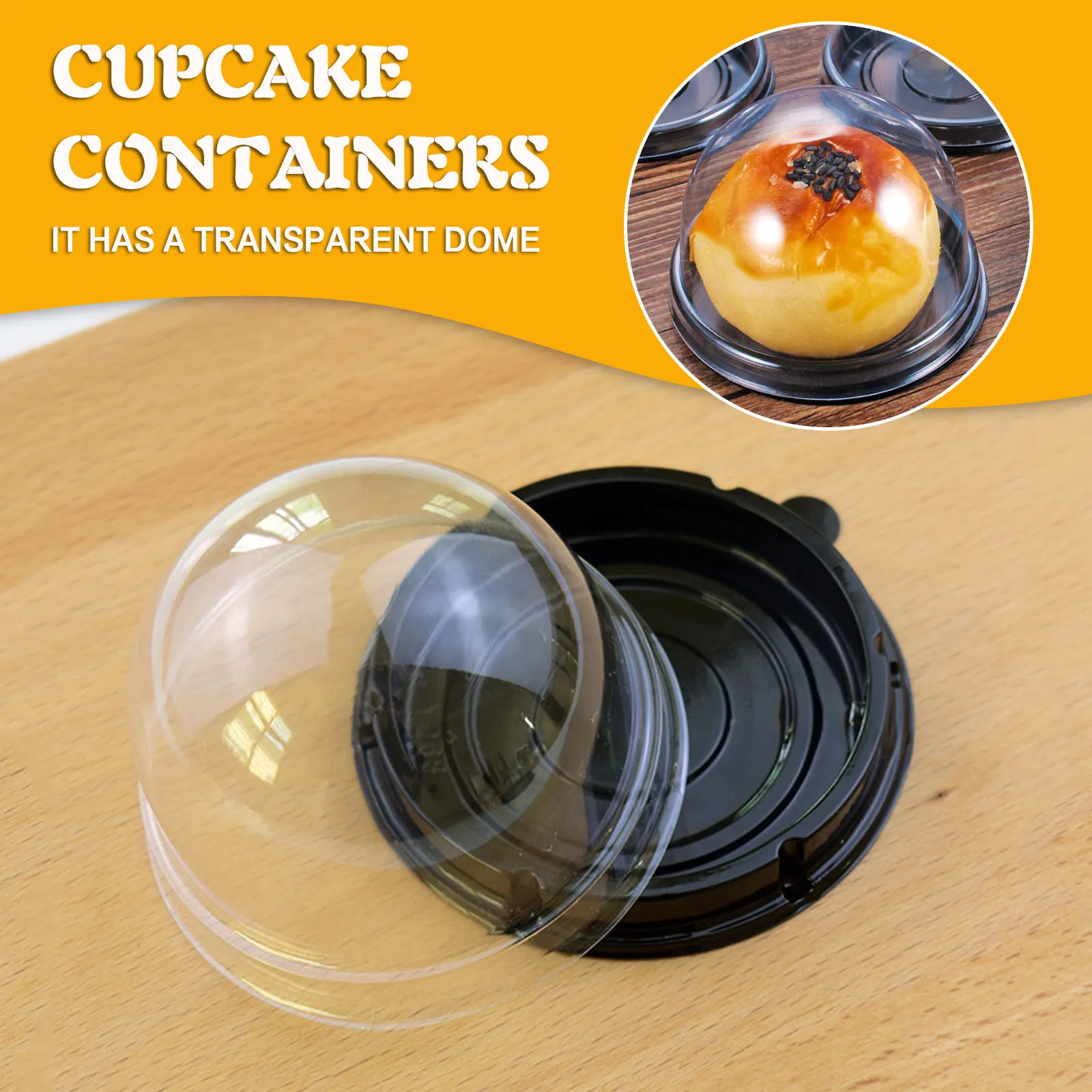 Cake Box Container Holder Round Plastic Transparent Dome 50pcs Baking Packaging Cupcake Mooncake Egg Yolk Puff Dessert S