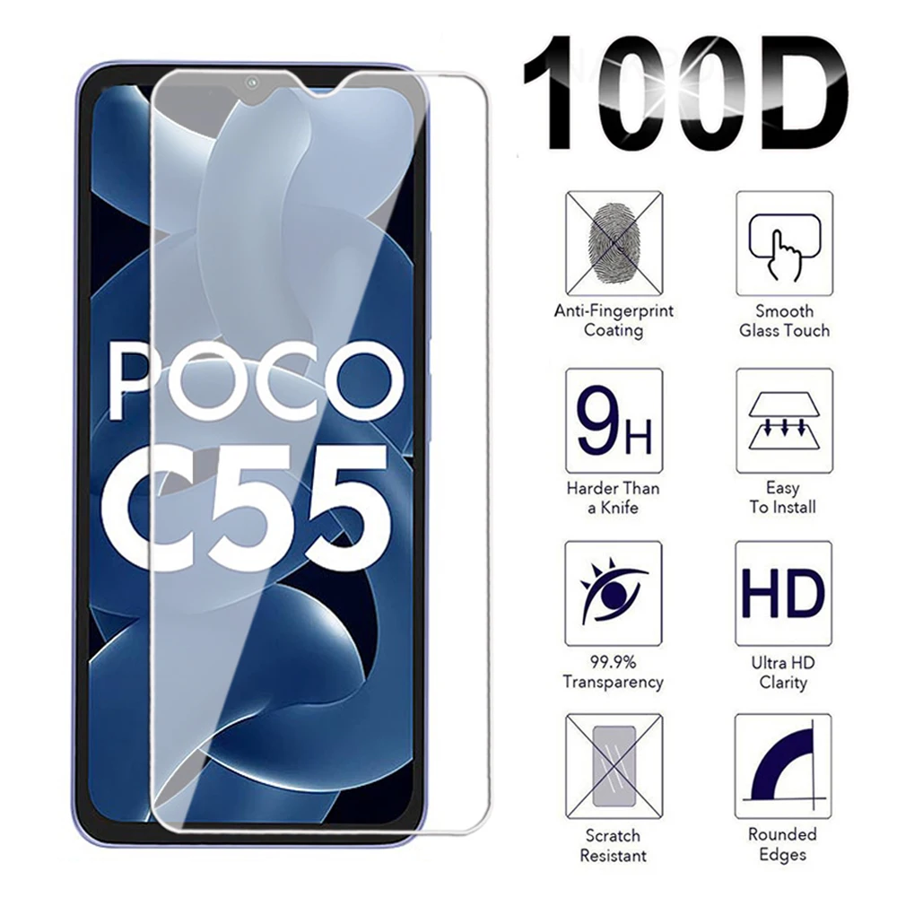 Transparent Tempered Glass For Xiaomi Mi POCO F3 F4 F5 GT Pro Screen Protector For Xiaomi C50 C51 C55 C65 Protective glass Film