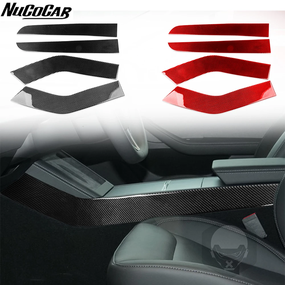 For Tesla Model Y 2025-2026 Carbon Fiber Center storage Side Panel Trim Cover Car Accessories Interior Decorative Stickers