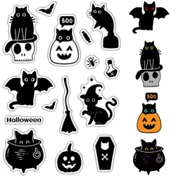 Halloween Black Cats Clear Rubber Stamps Pumpkin Witch Bat Cartoon Reusable Transparent Silicone Stamp Seals Vintage