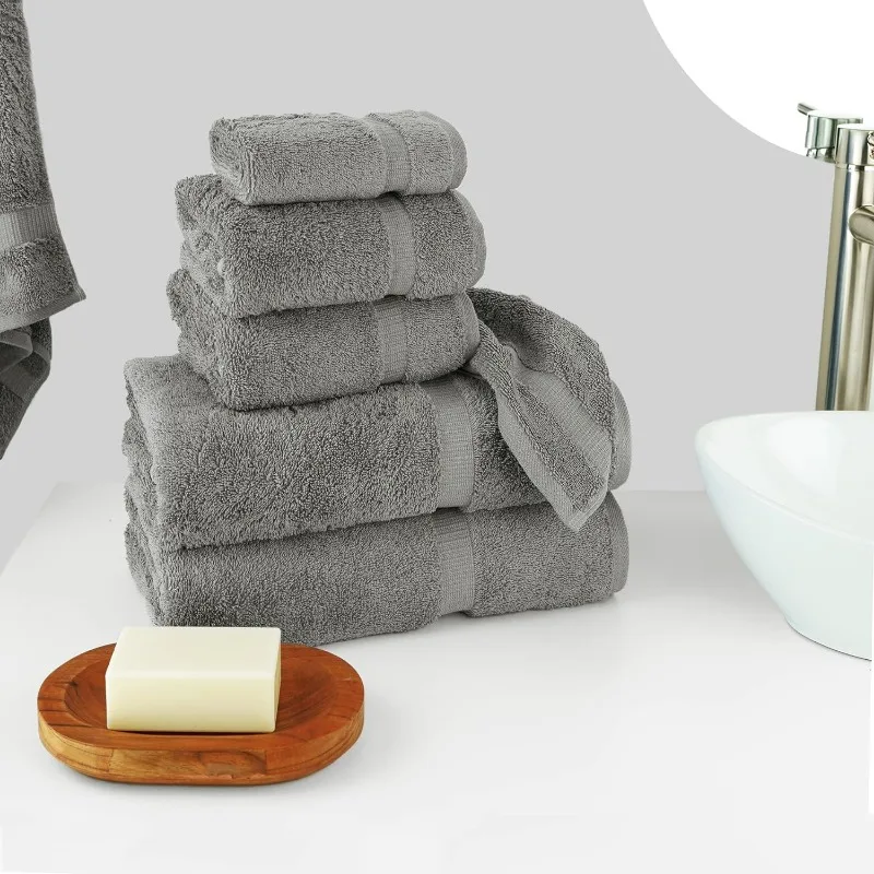 Luxury Spa and Hotel Quality Cotton 6-Piece Towel Set (2 x Bath Towels, 2 x Hand Towels, 2 x Washcloths)