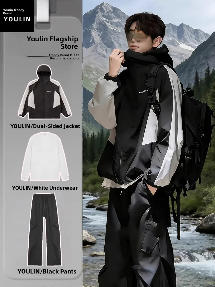 

Мужской комплект для активного отдыха: двусторонняя куртка для альпинизма и походов, износостойкая, всесезонная, с длинными рукавами, для повседневной носки и спорта