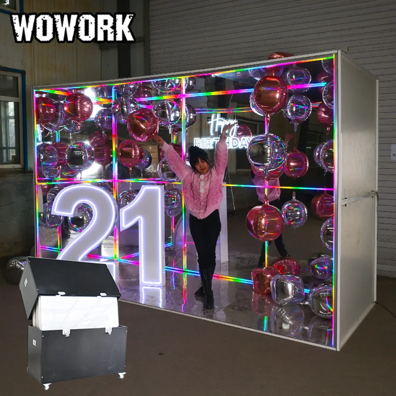 WOWORK Wholesale Metal Iron Wheeled Flight case Carrying Box for Wedding Party Letter and Photo Booth Box