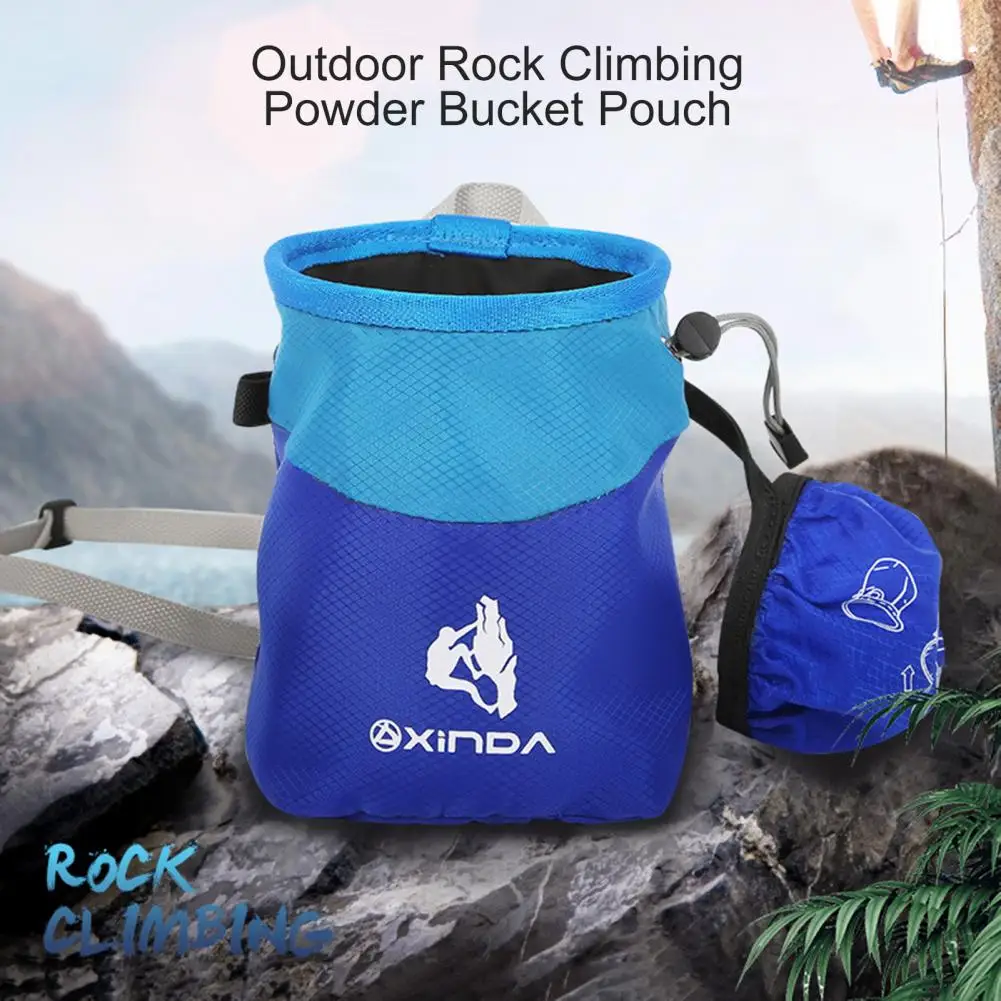 Outdoor Rock Climbing Powder Bag Side Pocket Storage Drawstring Adjustable Waist Belt Adults Kids Bouldering Powder Bucket Pouch