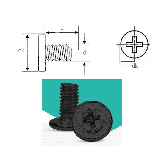 500pcs/lot M1.4/M2/M2.5/M3*2mm-14mm Black Zinc Thin Head Micro Machine Screw Flat Head Notebook Electronic Screw CM