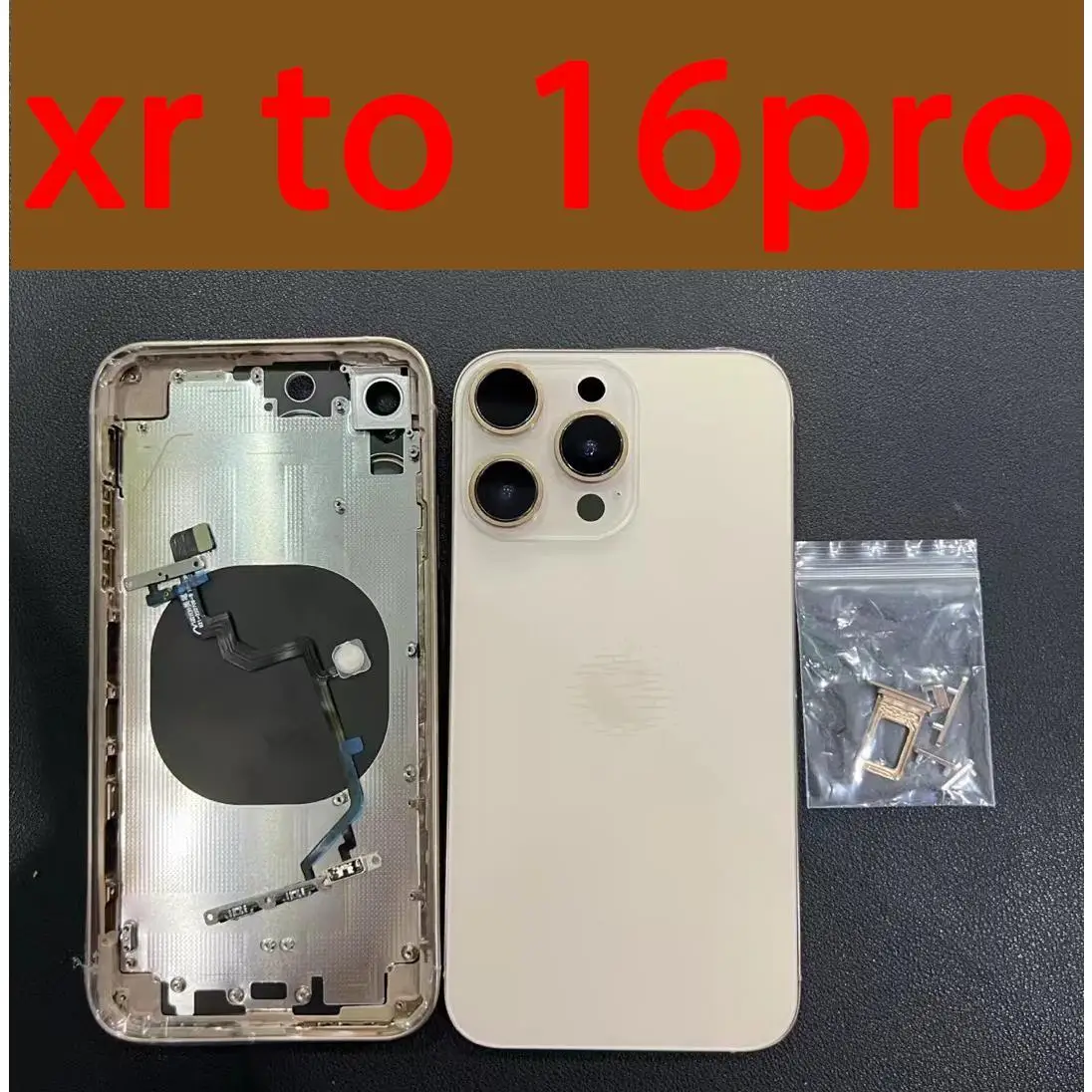 For iPhone Housing XR To 16 Pro Back Cover Xr Like 16 Pro Back DIY Battery Middle Frame Replacement+Flexible Cable xr Chassis