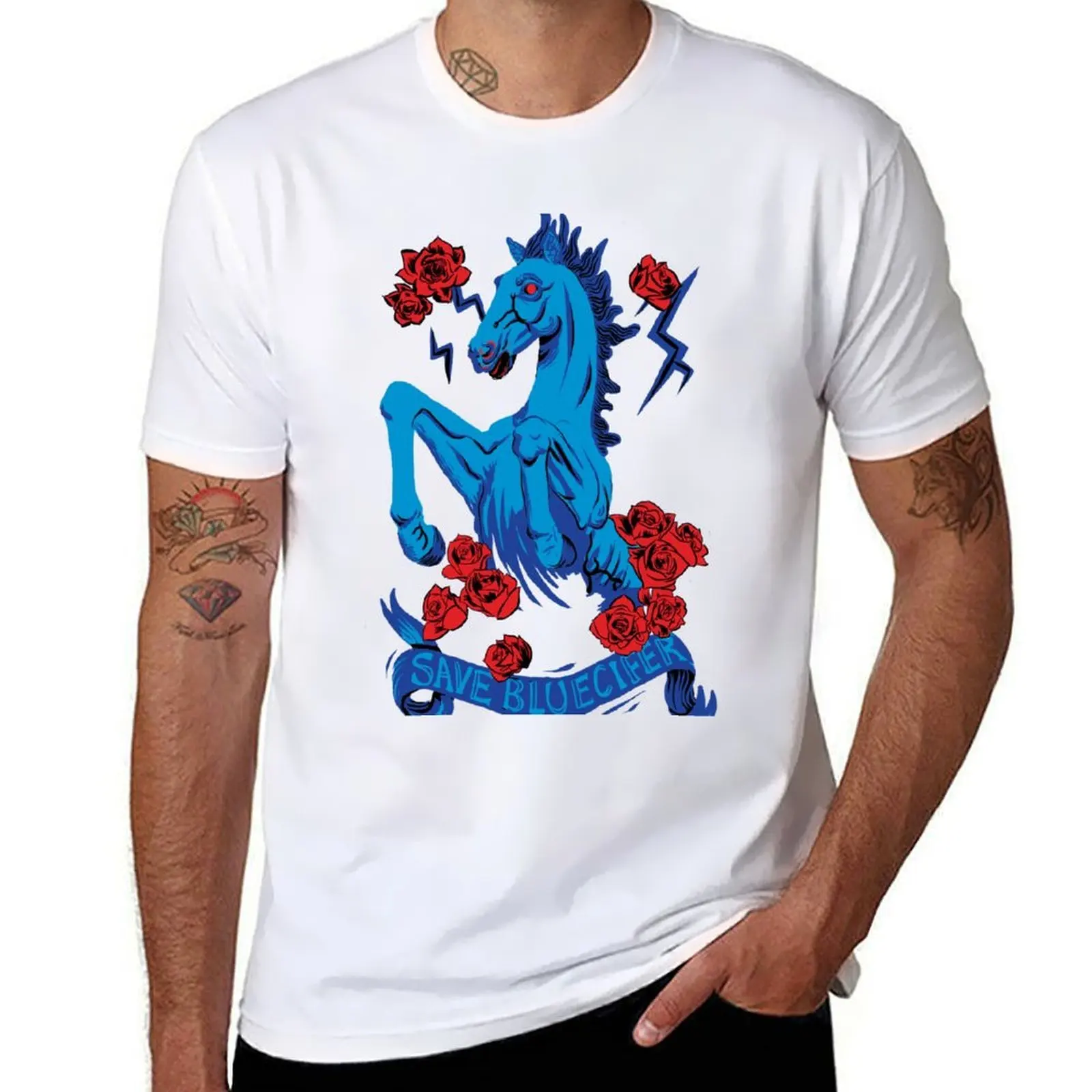 

Save Bluecifer Red Rose T-Shirt t shirts with prints t shirts for man graphic tees T-Shirt