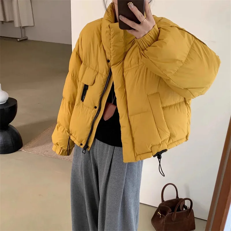 

Winter Cropped Jacket Women Clothing Warm Short Puffer Jackets Lightweight Chic Stand Up Collar Student Cotton-padded Jacket New