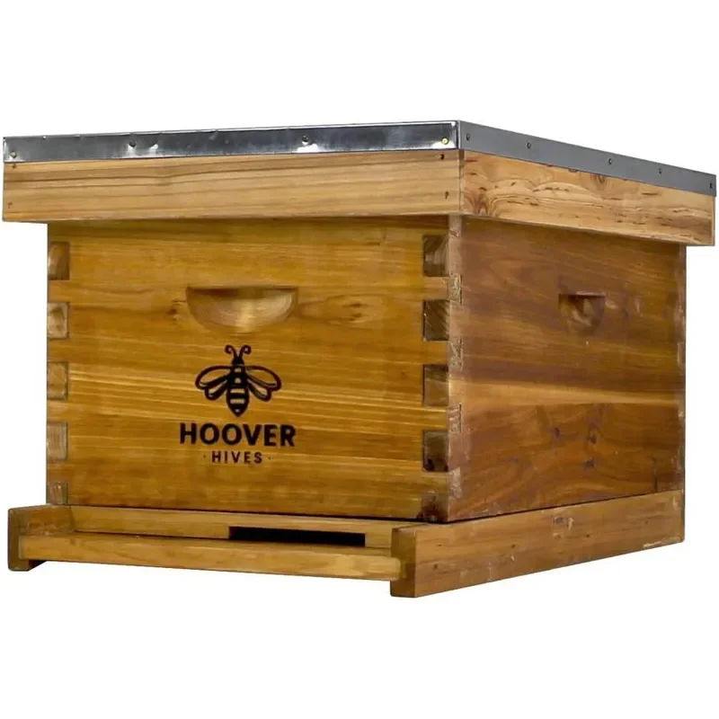Hives Fully Assembled 8-Frame Deep Hive Kit Wax-Coated Fir Wood Beekeeping Box with Frames Foundations Top Cover Queen