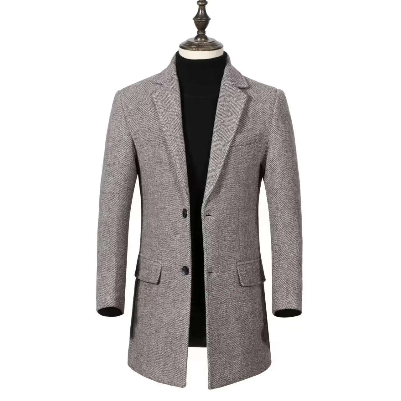 New Winter Men Double-sided Wool Coats Quality Men's Large Size Long Section Overcoat Warm Cashmere-free Thick Wool Coat Male