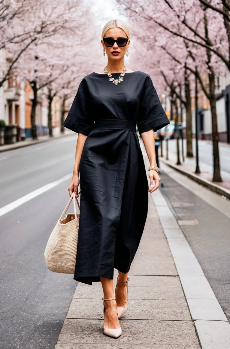 

Women Summer Oversized High Waist Lounge Dress Vintage Beach Work Dress Flowy Workout Dress