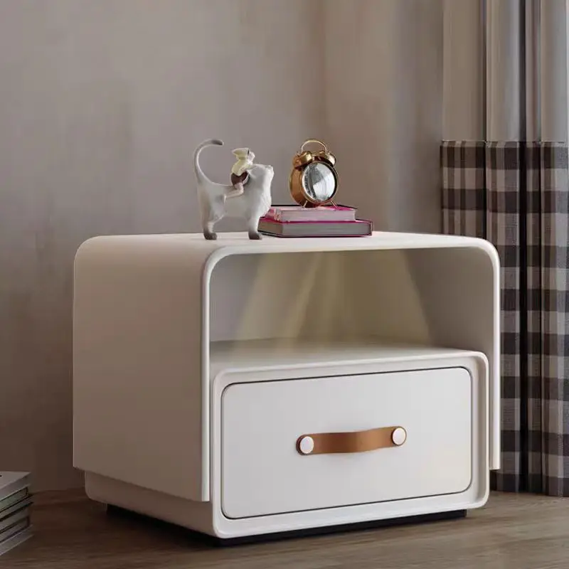 

%&2025 Best Selling High-end Leather Solid Wooden Bedroom Modern Luxury Bedside Table Wood Nightstand