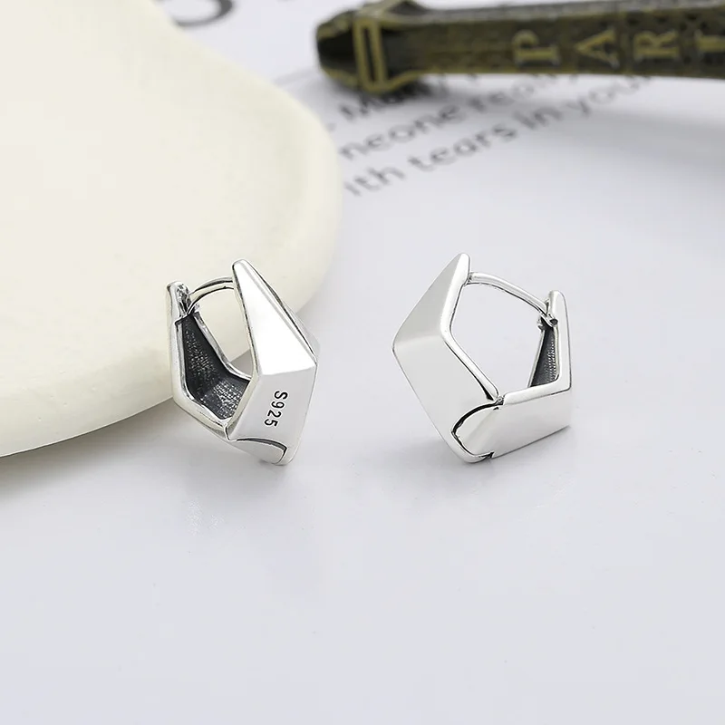 

Geometric Irregular Section Design Sense 925 Sterling Silver Trendy Hip-Hop Style Earrings