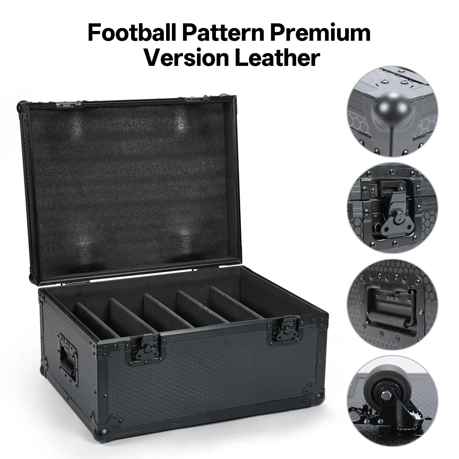 Yiflamefly Premium Soccer Pattern Leather Airline Case Stage Light Box Flightcase For 6Pcs 200W LED 48+8-segment Strobe Light