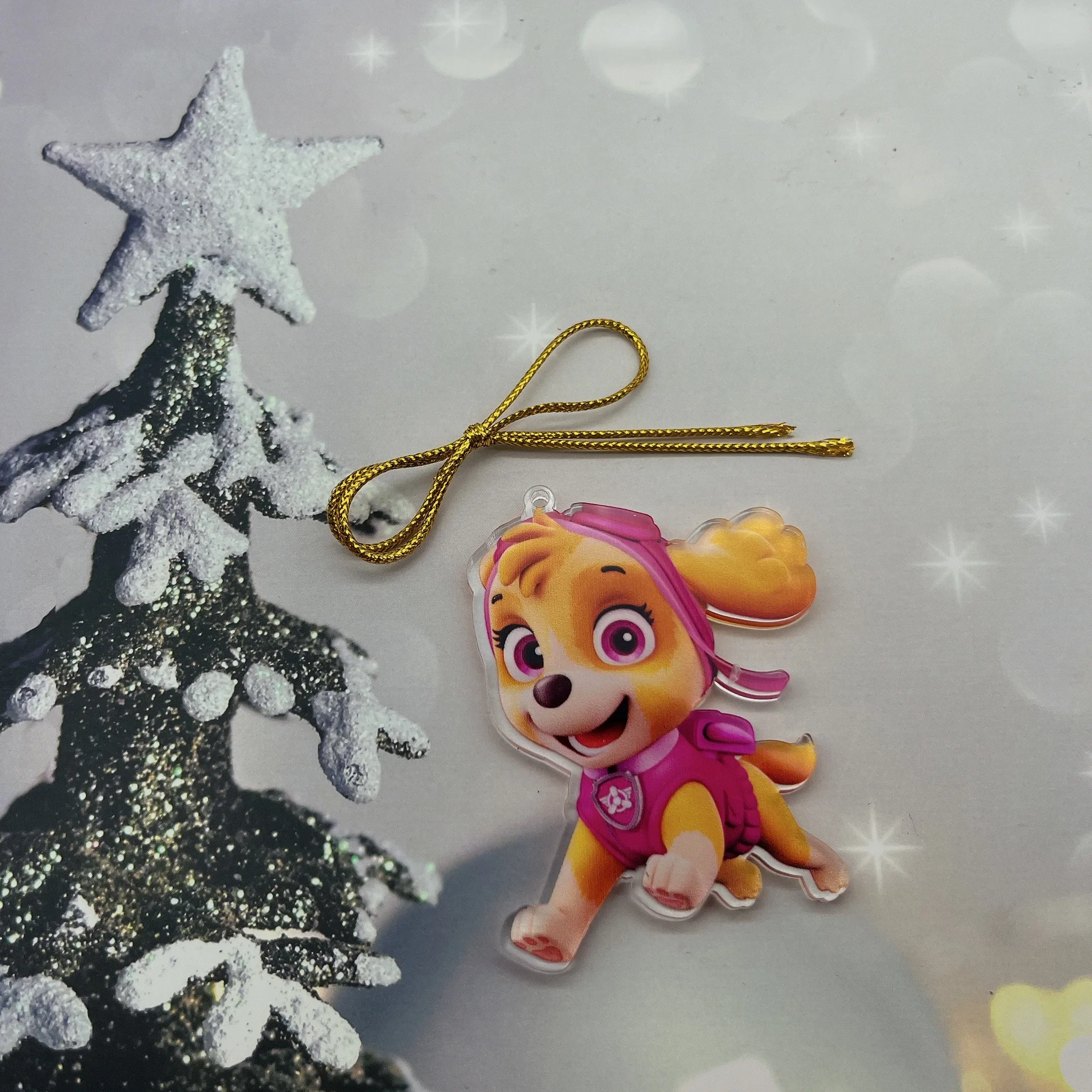 2D Flat Paw Patrol Christmas Decoration Anime Model Birthday Tree Pendant Kid Toy Car Marshall Pendants Room Ornaments