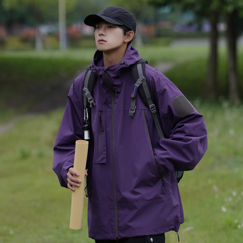 

Мужская повседневная рабочая куртка для весны и осени, свободного кроя, ветрозащитная, с капюшоном, функциональная, модная, молодежная, популярная верхняя одежда для активного отдыха