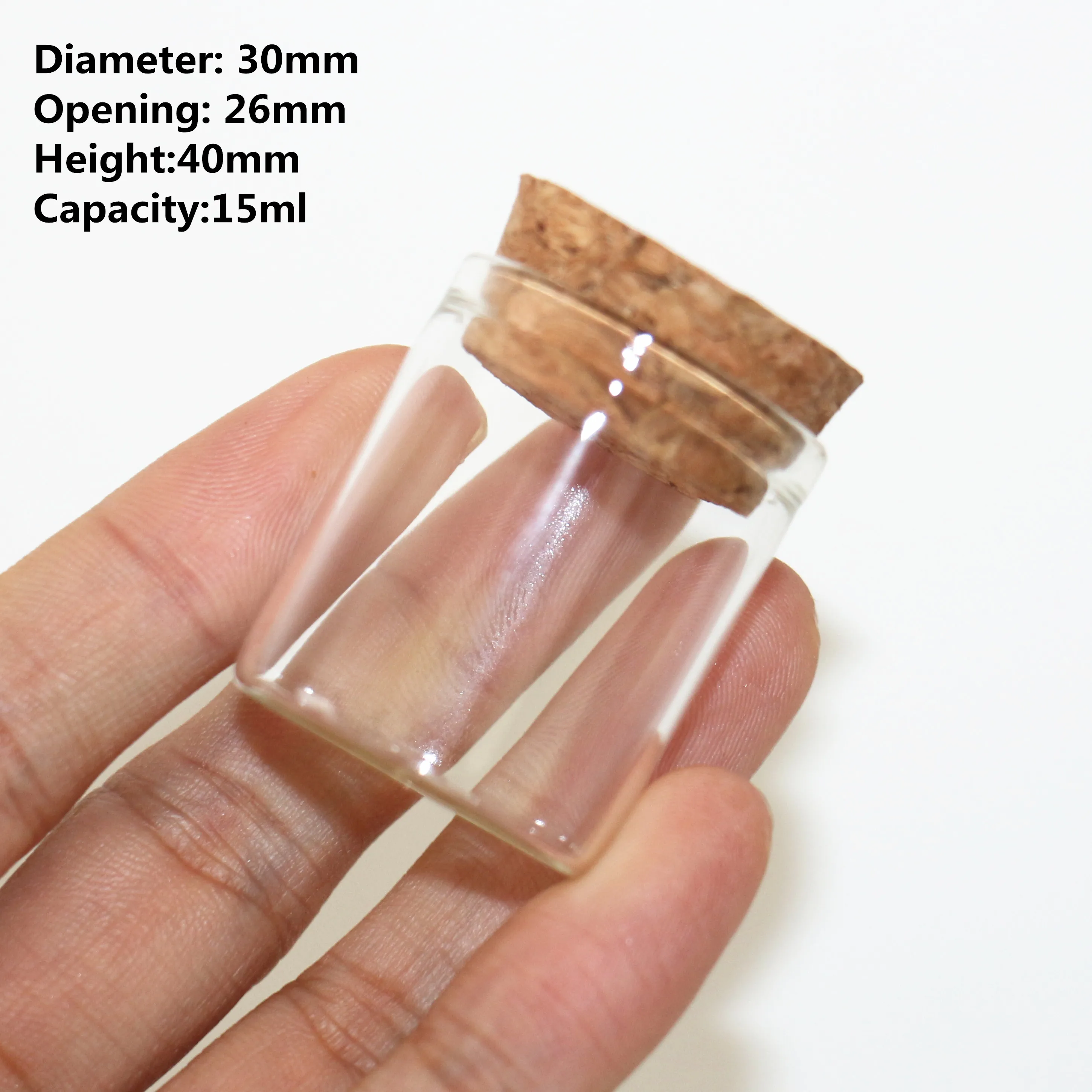 

Small Glass Bottles 54 pcs/lot 26*30*40mm 15ml Glass Jars Test tube Cork Stopper Spicy Storage Bottle Container Vials DIY Craft