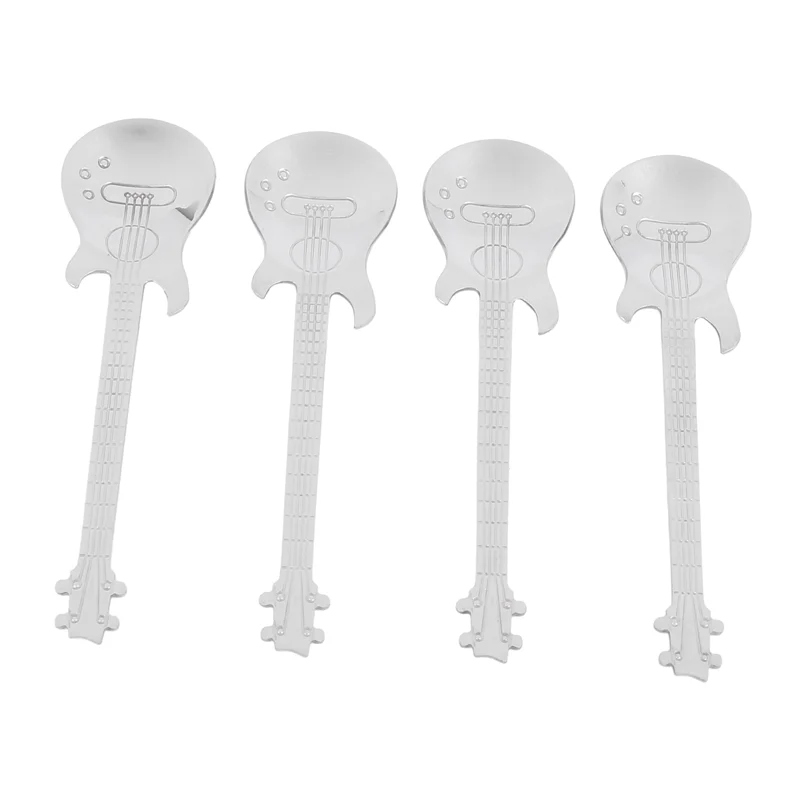 A74U Guitar Coffee Teaspoons,24 Pcs Stainless Steel Musical Coffee Spoons Teaspoons Mixing Spoons Sugar Spoon(Silver) view 3
