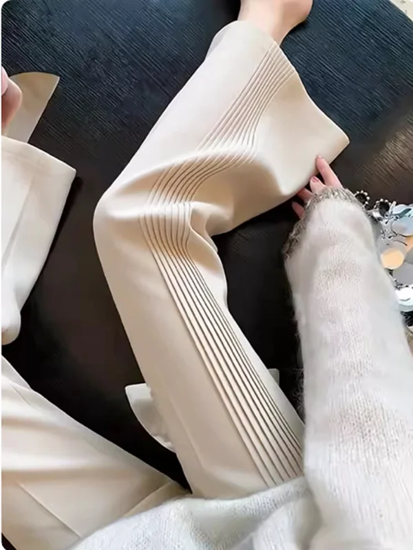 

Casual Trousers Women's High Waist Flared Pants Draped Loose Fit Beige Color Spring 2026 Style Versatile Lazy Style