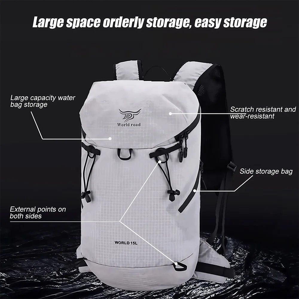 TINSOL 1 Stück Wanderrucksack, wasserdichter und verschleißfester, leichter Rucksack, verstaubar, Outdoor-Sport, Reisen, Camping, Tagesrucksack – Detail 3