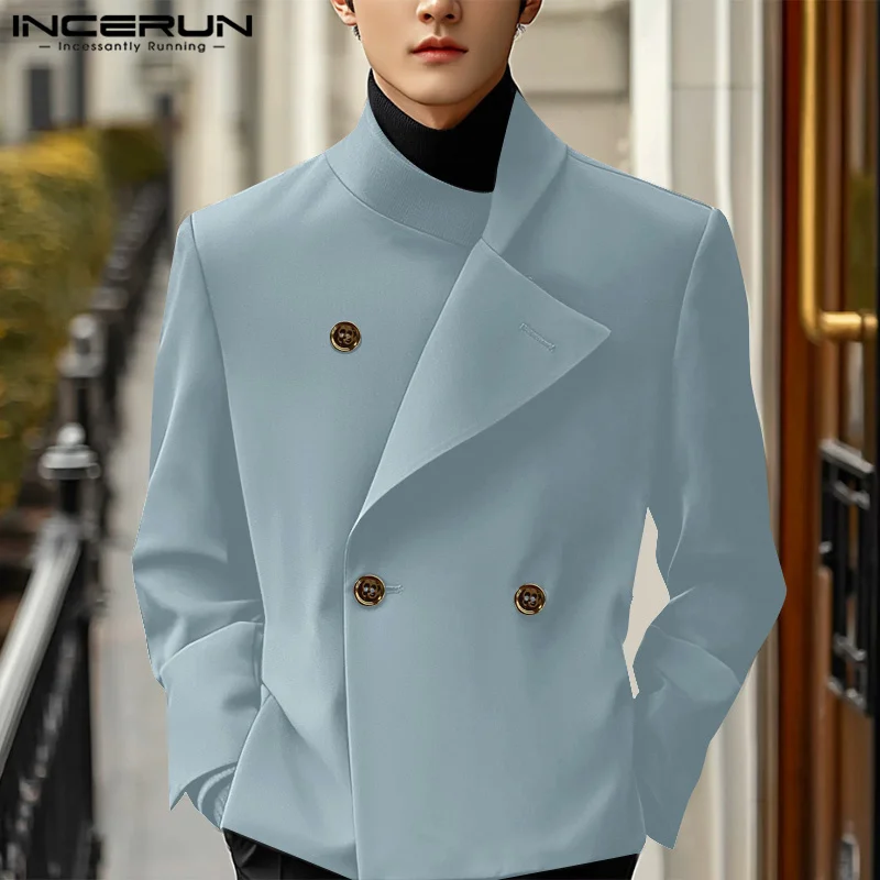 INCERUN Tops 2024 American Style Men's Fashion Deconstruction Solid Suit Coat Casual Streetwear Simple Long Sleeved Blazer S-5XL